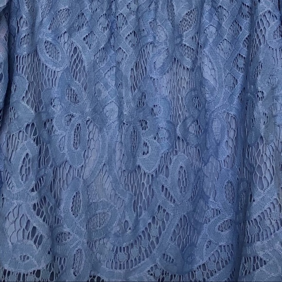 Light Blue Lace Off the Shoulder Top, S || Express - Picture 5 of 6